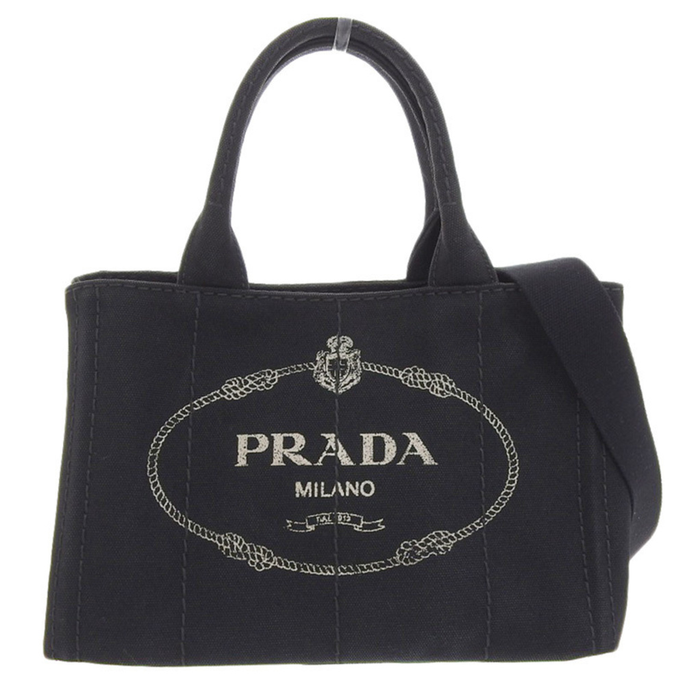 Prada Canapa Bag Handbag Shoulder Canvas Black